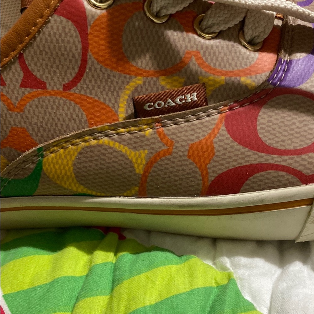 Coach Ladies Colorful Logo Sneakers